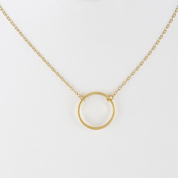 Gold Dipped Choker Collar Circle Necklace - Picture 4 of 4